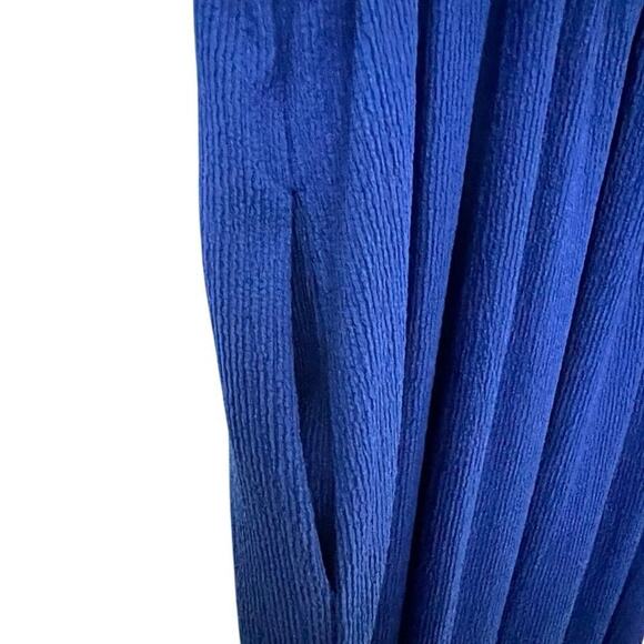 J.NNA. Midi Dress Women’s Sz L Royal Blue Square Neckline Wide Straps Pockets - Picture 3 of 8